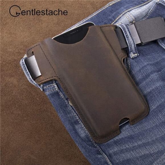 Leather Cell Phone Holster for Belt,Phone Case Leather, Belt Cell Phone Holder - Picture 4 of 7